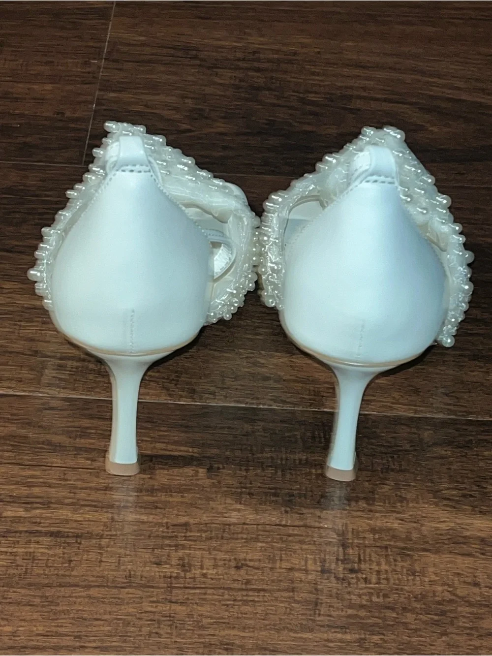 Steve Madden White Pearl-Embellished Heels - Picture 5 of 6